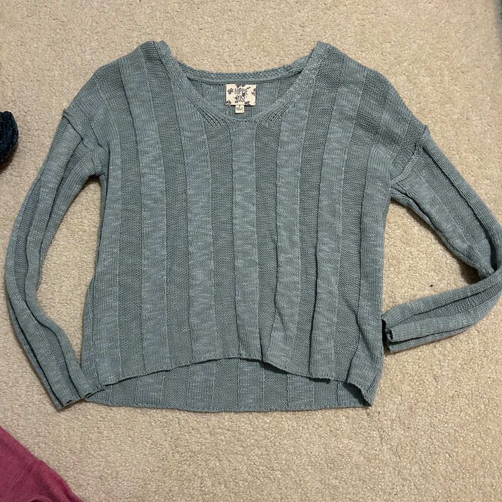Green Striped Knit Sweater